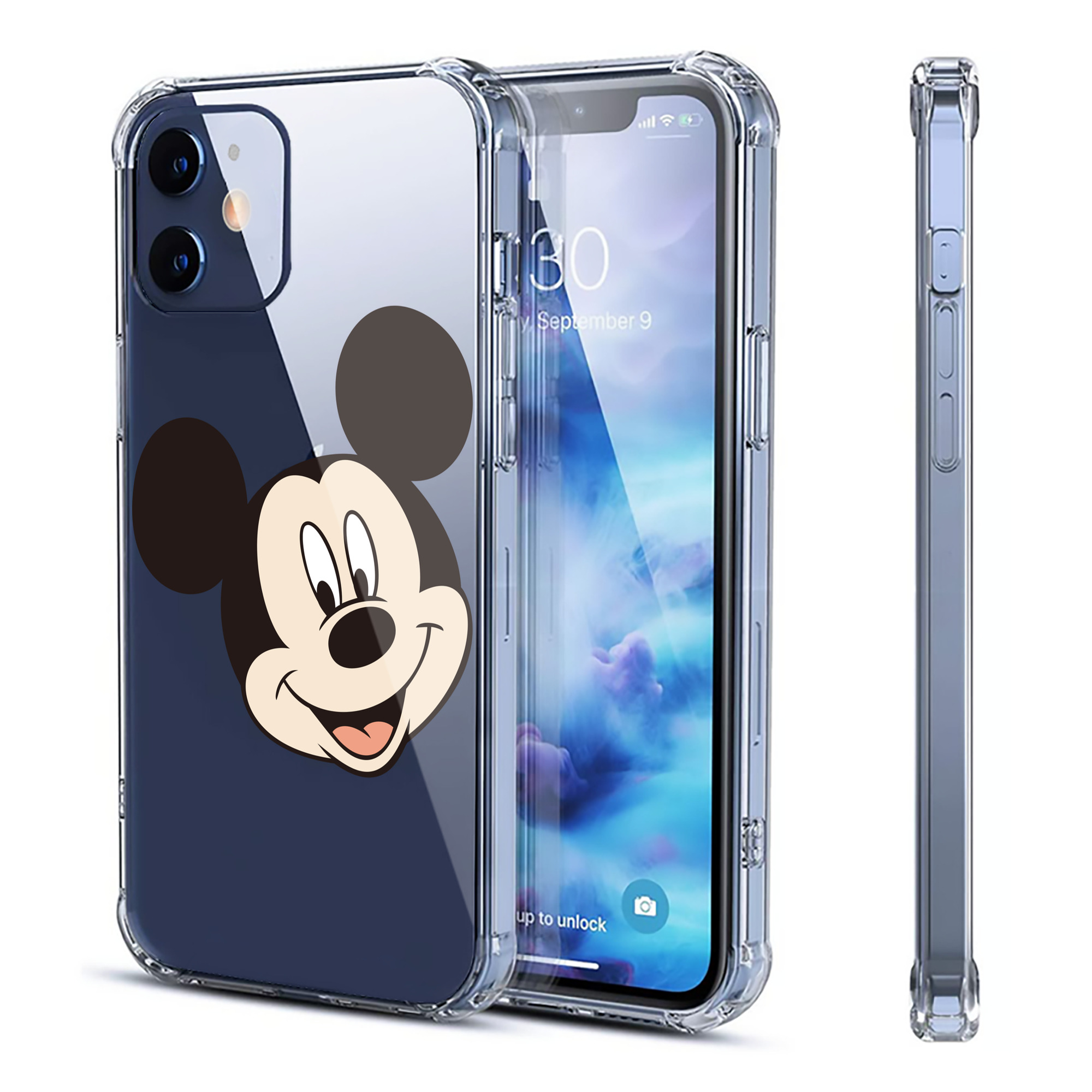（画像用） ミッキーマウス Mickey Mouse 【iPhone 12シリーズ対応】透明スマホケース（クリアソフトケース）